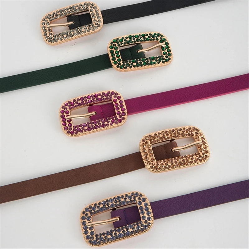 

Harajuku подростковый поясной ремень для платья, регулируемая пряжка, ремень со стразами, тонкий ремень для любителей мотоциклов