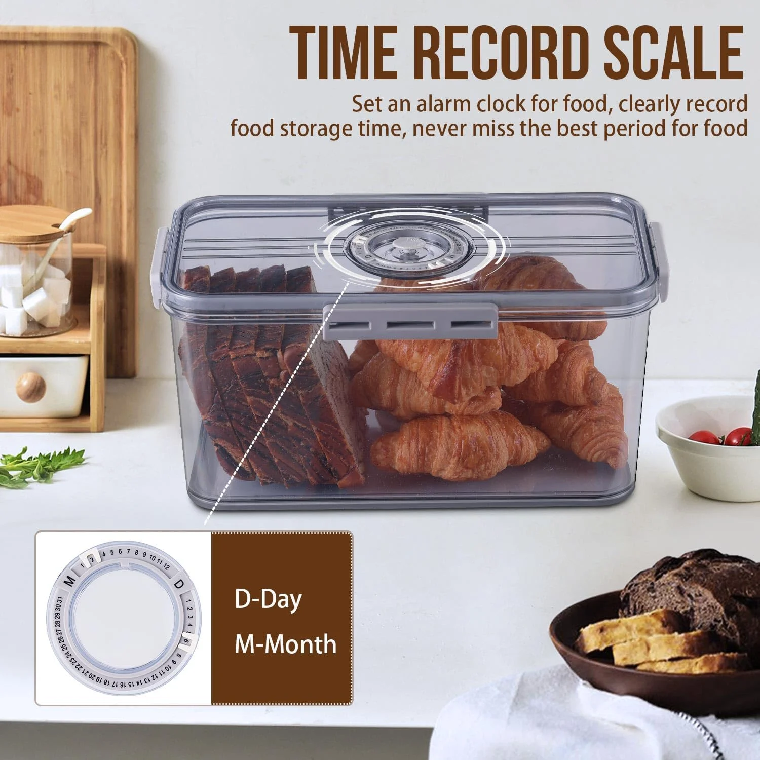 Food Storage Box Bread Box with Lid for Kitchen Countertop Fridge Organizers
