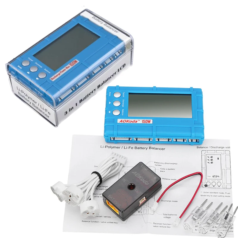 Aokoda 5w 50w 150w 3 In 1 Rc 2s-6s Lipo Li-fe Battery Balancer Lcd Voltage  Indicator Battery Discharger - Parts & Accs - AliExpress