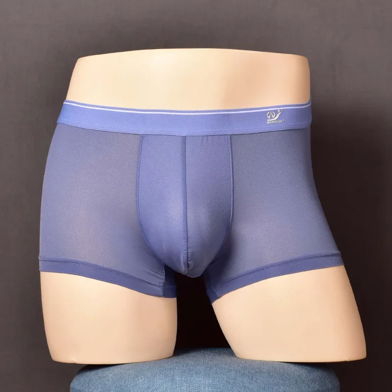 

3pcs/lot Men's Ice Silk Boxer Boxers: Mid-rise, Fine-Mesh, Ultra-Thin, Breathable, Double-layered, U-Convex Pocket, Stretch,