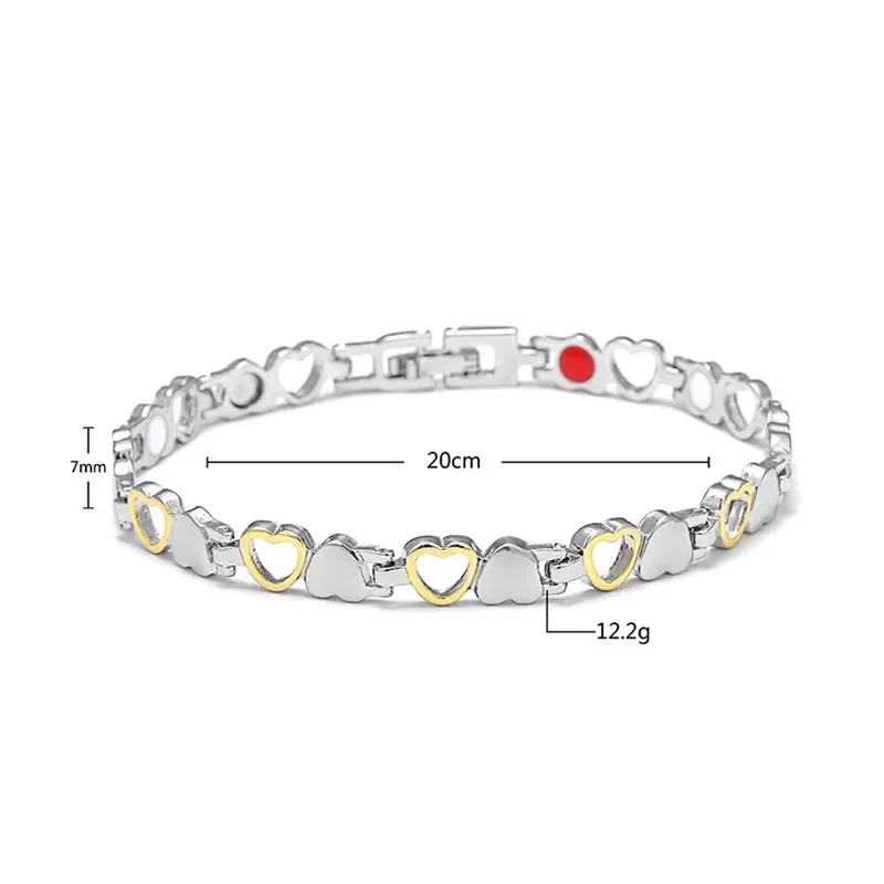 Magnetic Slimming Bracelet Heart Shape Health Magnetic Bracelet For Women Anti-radiation Care Stainless Steel Bracelets & Bangles With Health Germanium