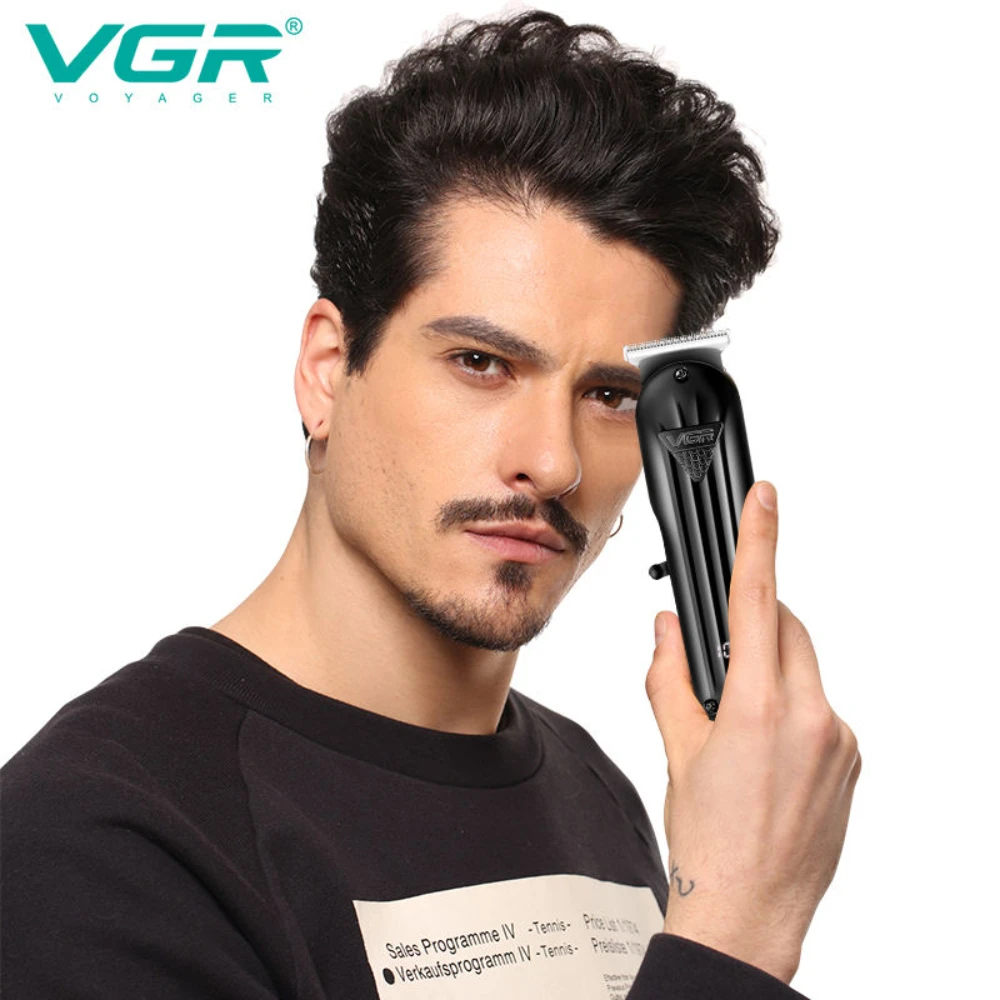 VGR 남성용 전문 헤어 클리퍼, 전기 T-블레이드 헤어 커팅 머신, 0mm LED 디스플레이, 이발 트리머, V-982