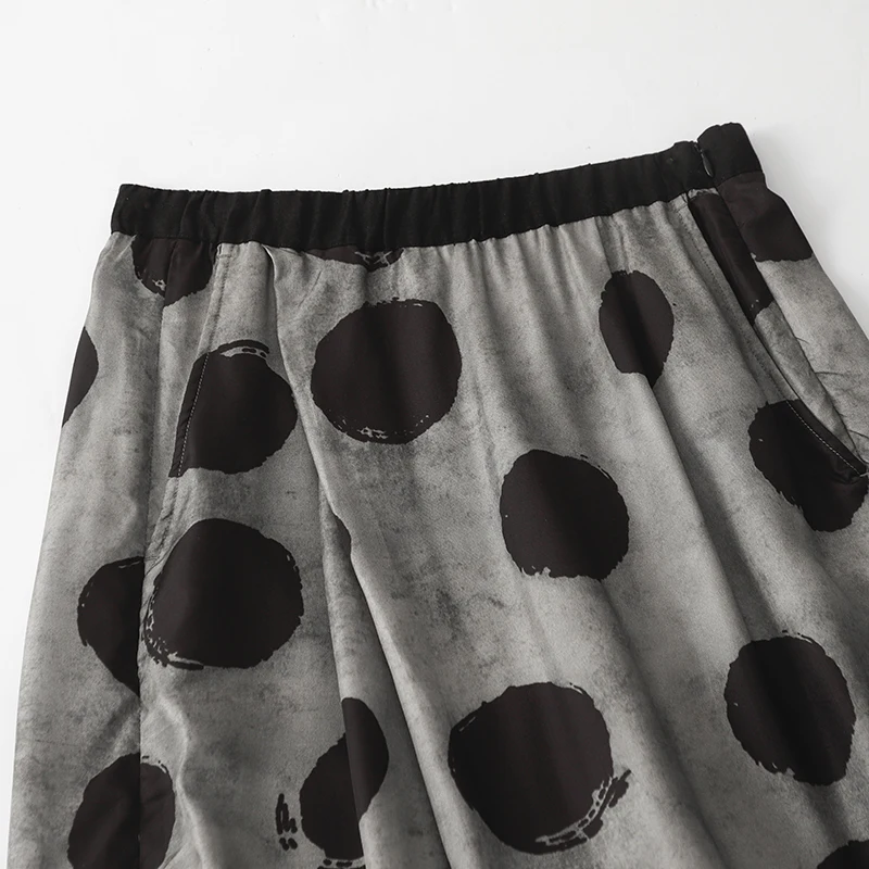 여성용 도트 프린트 하이웨이스트 와이드 레그 팬츠, 한국 스타일, 우아한 캐주얼, 불규칙한 캐주얼 스트레이트 팬츠, 2024 여름 신상