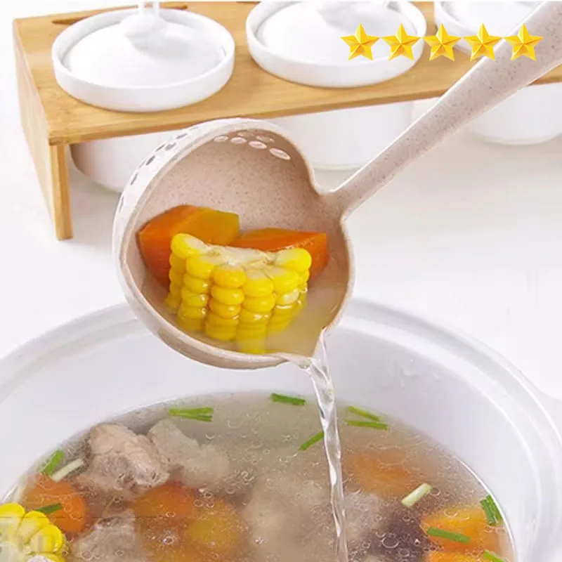 【Hot sales】Multifunctional 2-in-1 spoon filter fondue skimmer scoops porridge ladle Long spoon kitchen cutlery