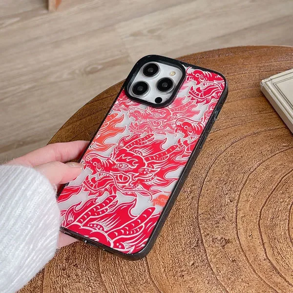 2.0 Version Acrylic Upgrade Border Dragon Year Phone Case Cover for IPhone 11 12 13 14 15 Pro Max Case for IPhone 15 Pro Max
