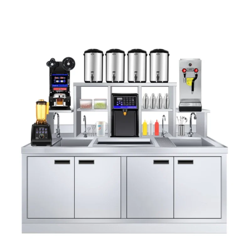 

Commercial Shop Working Table Container Milk Tea Bar Counter machine Bubble Milk Counter