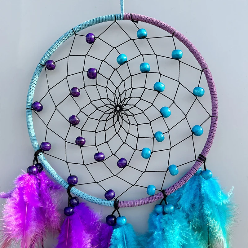 Wind Chimes Dream Catcher Handmade Two-color Feather Wind Chimes Living Room Bedroom Decoration Pendant Festival Party Gifts Home Accessory