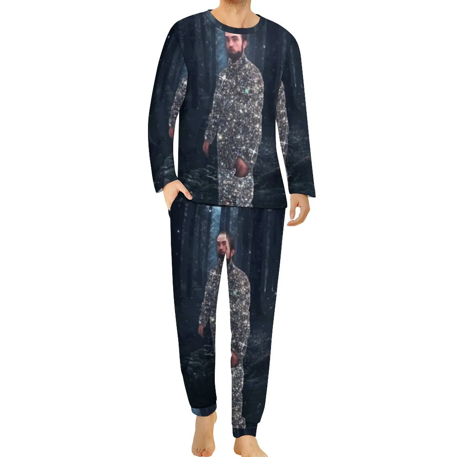 

Robert Pattinson Skin Killer Pajamas Actor Male Long Sleeve Lovely Pajamas Set 2 Pieces Room Spring Home Suit Birthday Present