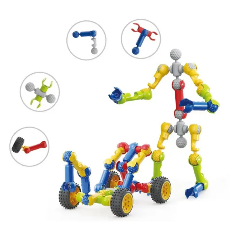 

Children's Building Blocks Multifunctional Skeleton Joint Stick Puzzle DIY Spelling and Assembly Toys Boys and Girls Gifts