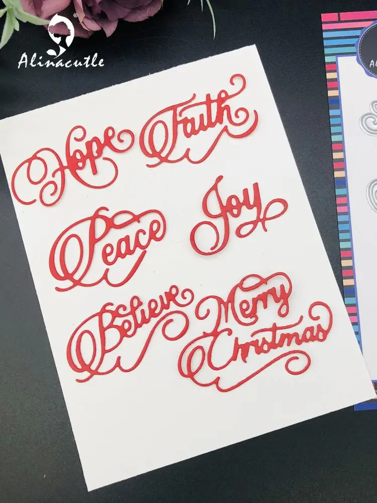 Alinacutle Metal kesme ölür kesim noel sevinç umut inanıyorum Scrapbooking kağıt zanaat albümü el yapımı kart kazınmış kalıp kesme