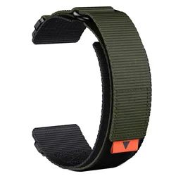 Enhanced Nylon Loop Strap for Garmin - 22mm Easy Fit Replaceable Watch Band (Black green)