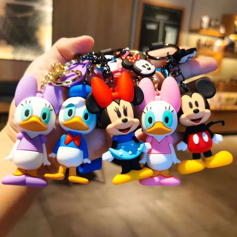 Cute Genuine Leather Keychain Mickey Mouse Lanyard Keyring Clothes Backpack  Bag Pendant Car Accessories Horseshoe Buckle Gifts - AliExpress