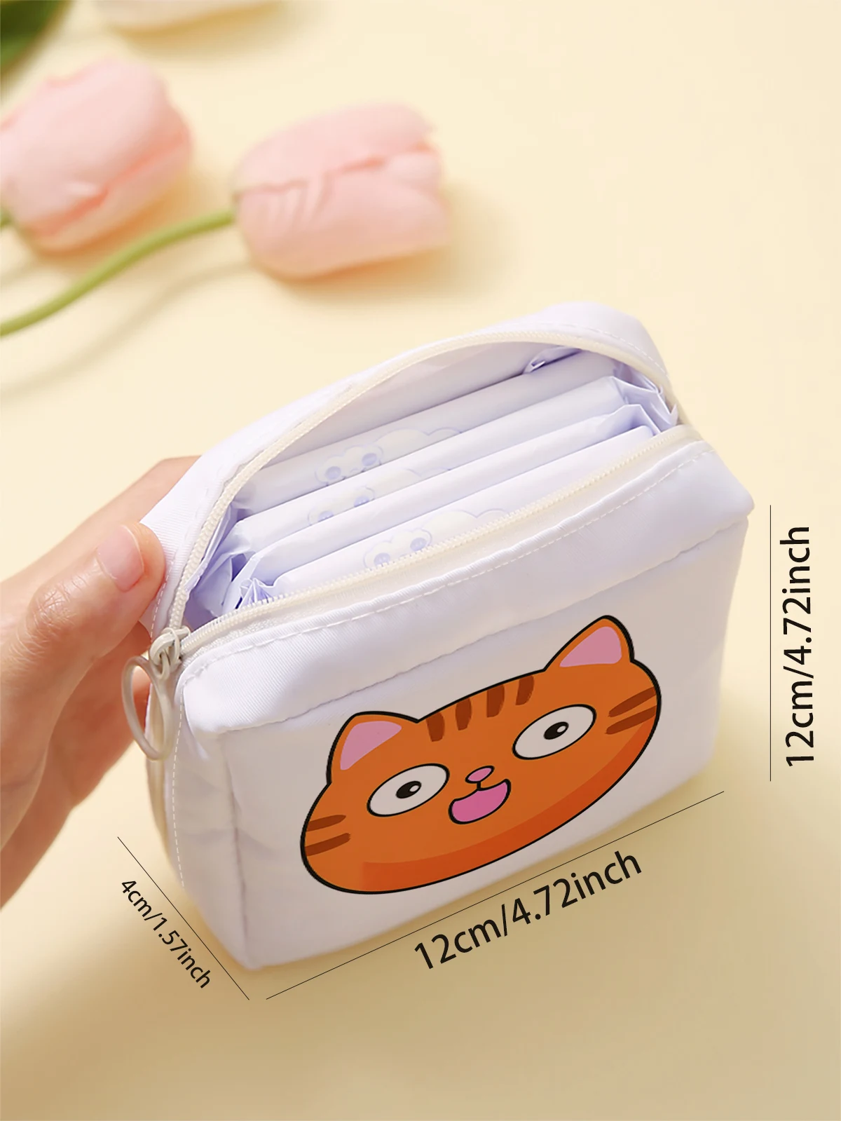 Cartoon pattern printed sanitary napkin storage bag, women's lightweight tissue bag, sanitary tissue bag