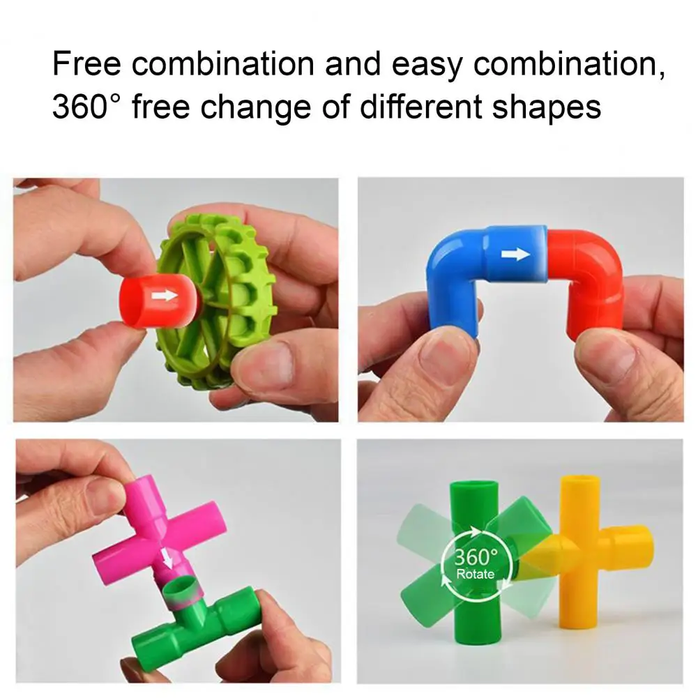 80/100/200Pcs Kids Pipe Building Block Toy Fine Motor Skills Colorful Tube Block Construction Toy DIY Assembly