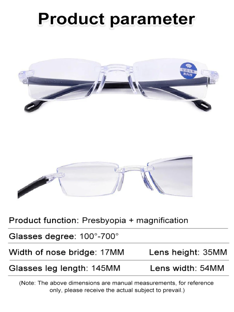 Frameless Smart zoom HD reading glassesAnti-blue Light reading glasses for men and women Near And Far Anti-radiation Glasses 6