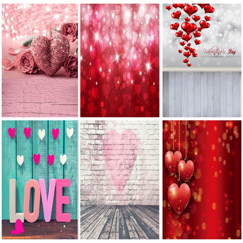 

Photorealistic Fabric Valentine Day Photography Backdrops Prop Love Heart Rose Wooden Floor Photo Studio Background 1911 CXZM-36