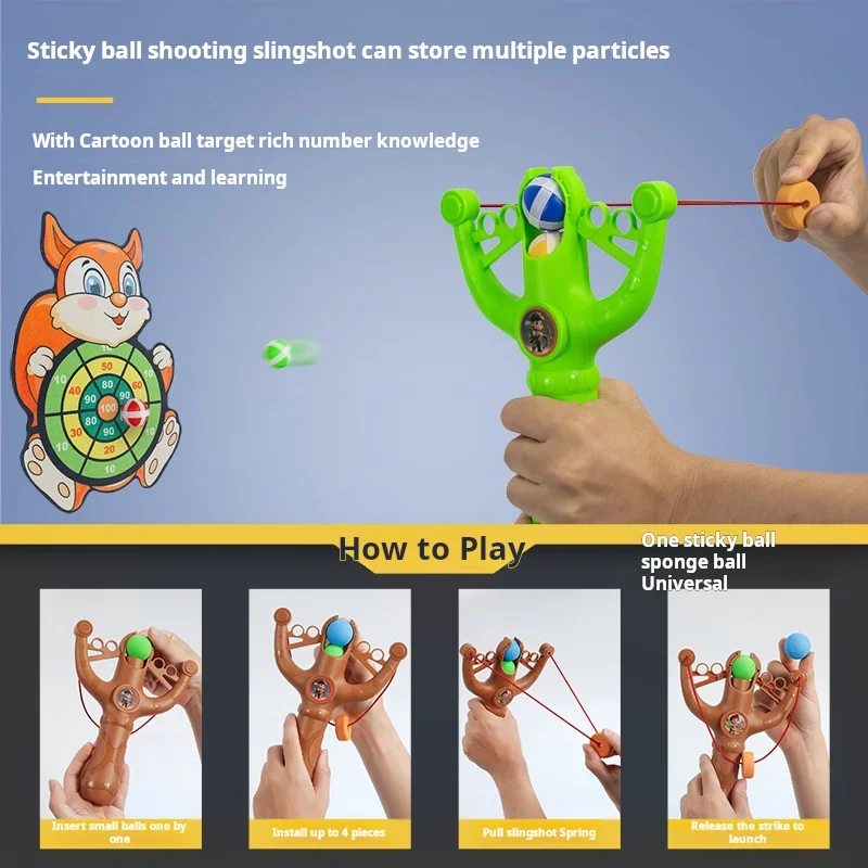 Montessori Toys Sports Slingshot Game With Sticky Balls For Kids Educational Hand Eye Coordination Training Toy