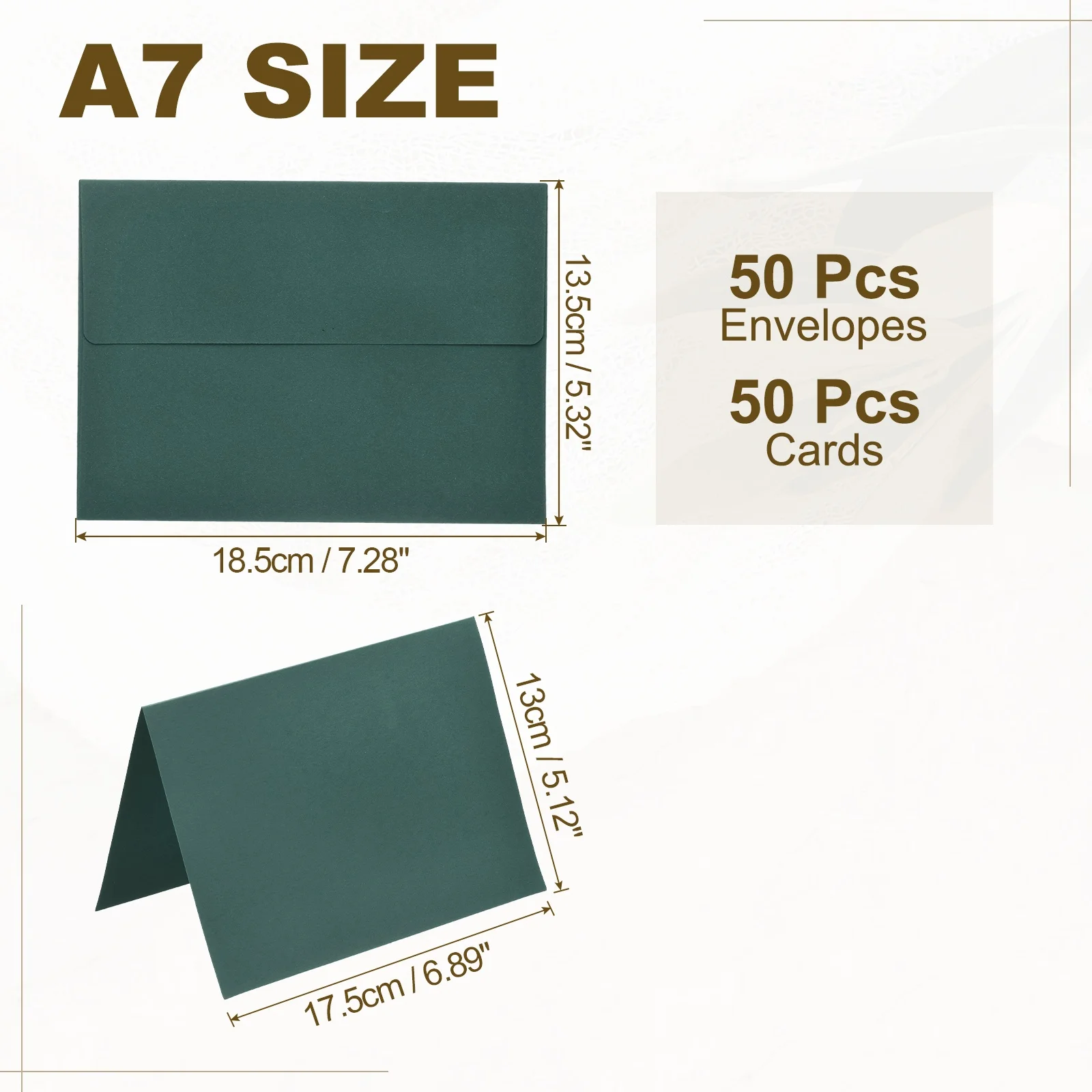 50-Set A7 Self-Seal Envelopes with Folded Cardstock for Invitations and Greeting Cards