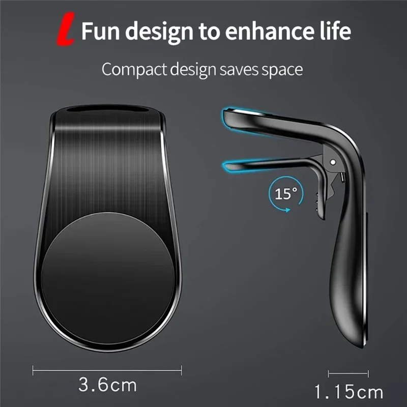 L-Type Magnetic Car Phone Holder Mount Air Vent Smartphone Mobile Stand Bracket Cell GPS Support in Car For IPhone Samsung Redmi
