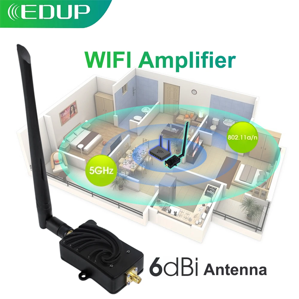 EDUP Wifi Amplifier 2.4GHz 8W Wifi Power Signal Repeater Router Range Extend Booster 6dBi Wireless Antenna Adapter 802.11b/g/n 
