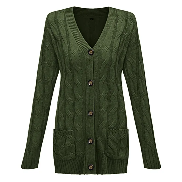 Womens Casual Knit Cardigan Top Sweater Large Size Loose Button Up Cardigan Sweaters For Women Long Knit Cardigans With Pockets 4