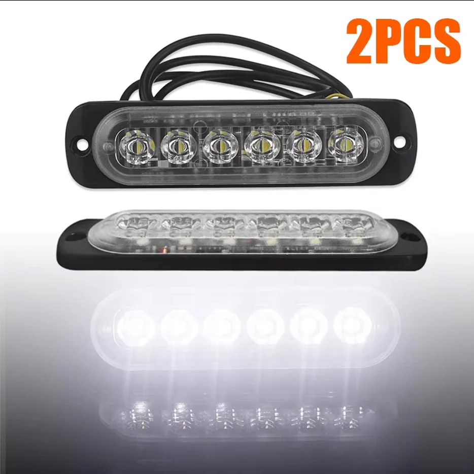 2pcs 12V-24V Fog Lights LED Work Light Flood Light Off-Road Car External Lights White 6 SMD LED Indicator Tail Rear Lamps