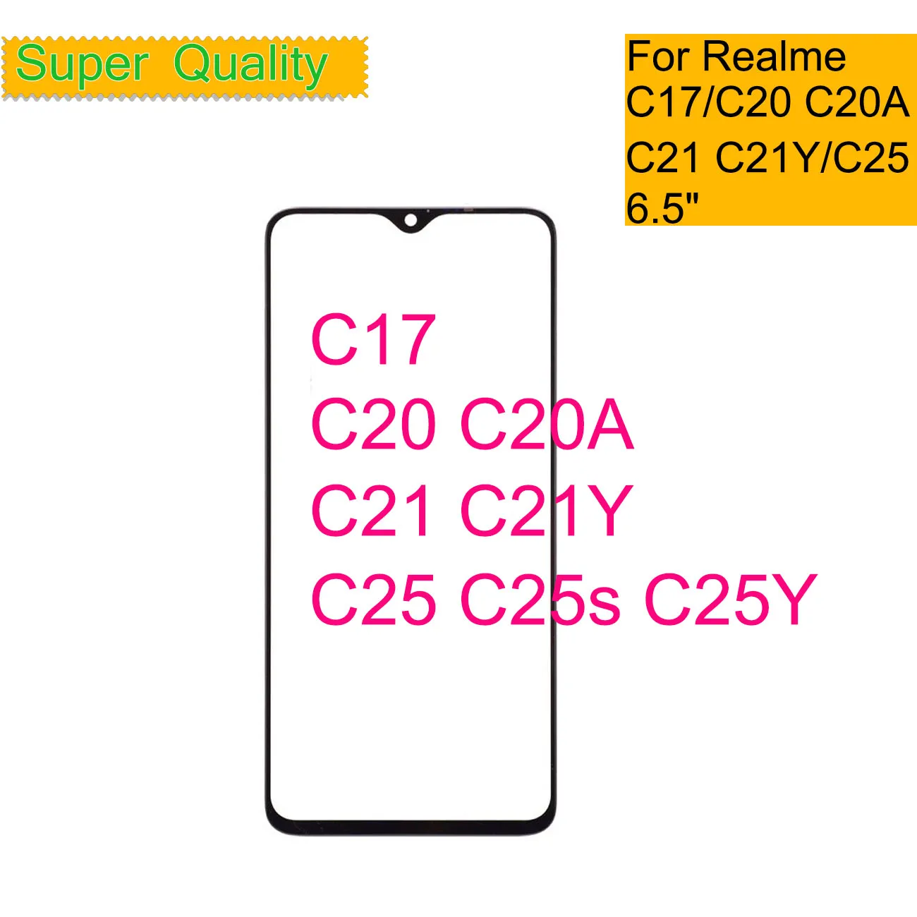 

10Pcs/Lot For Realme C17 C20 C20A Touch Screen Front Outer Glass Panel Lens For Realme C21 C25 LCD Front Glass With OCA Glue