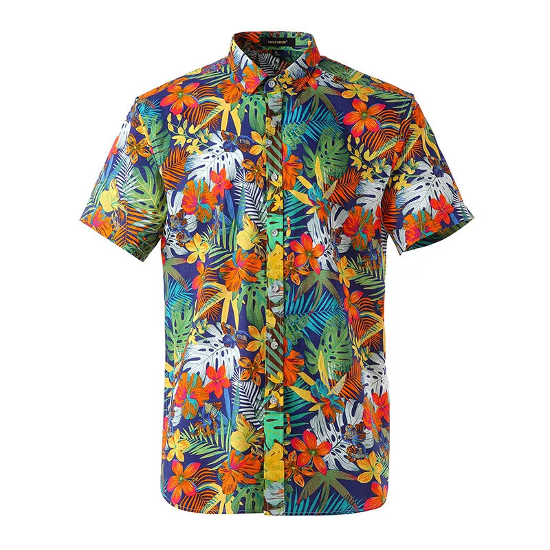 

Hawaiian Shirts Men's 3D Plants Floral Print Short Sleeve Beach Shirts Fashion Harajuku Tops Loose Male Female Clothing Blouses