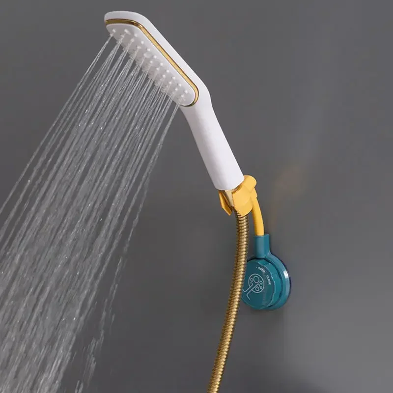 360° Shower Head Holder Adjustable Self-Adhesive Showerhead Bracket Wall Mount with Hooks Stand SPA Bathroom Universal ABS 1pc 3