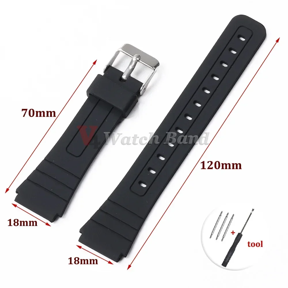 Durable Silicone Watch Strap - 18mm Soft Men's Wrist Bracelet