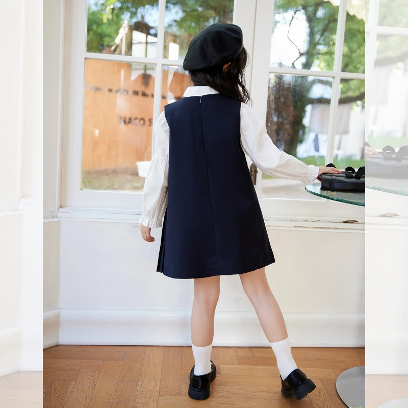 Vest Kids White T Shirt Dress Kids School Dress White 2025 Autumn