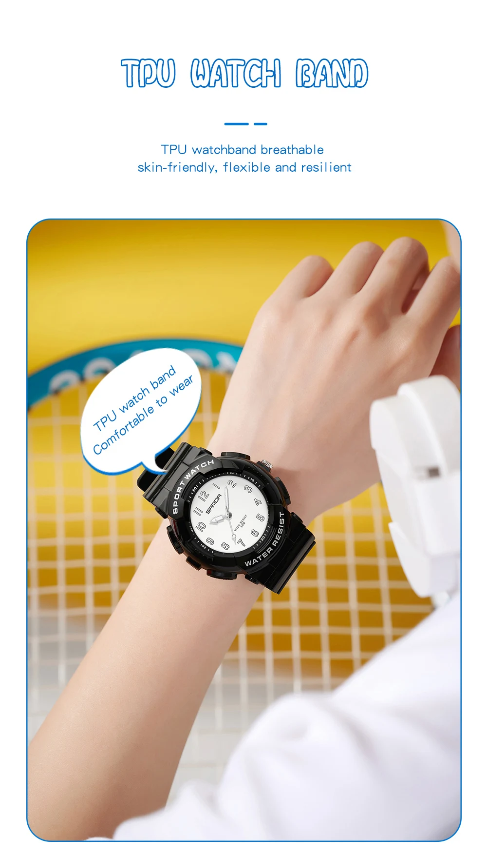 2023 New Sanda 6094 Watch Youth Student Fresh Electronic Watch Digital Fashion Versatile Waterproof Female Student Watch