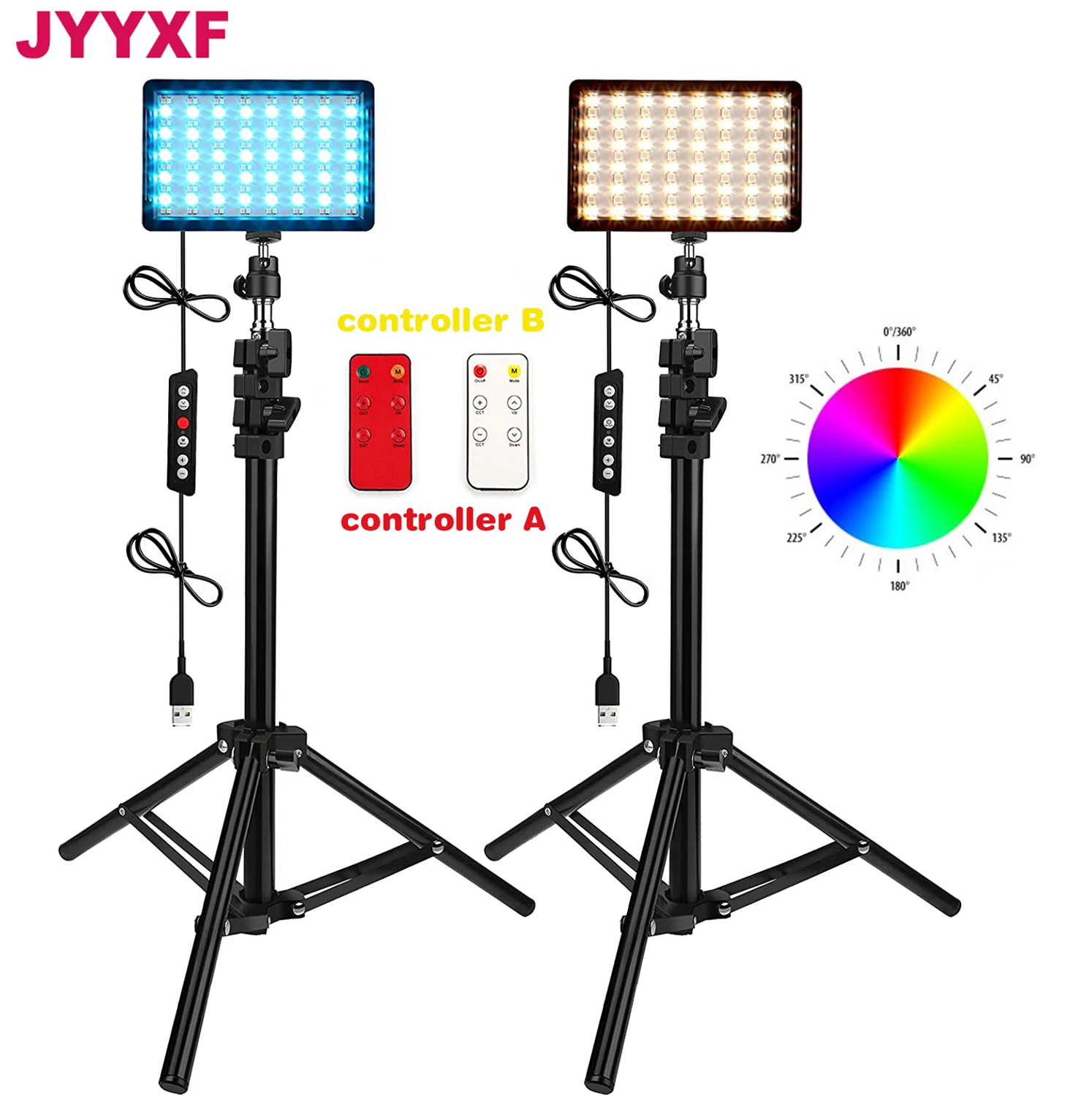 

JYYXF DF-C3 RGB Video Light 10W 2500-6500K Panel with Light Stand LED Fill Lamp For Video Makeups Live Stream Photo Studio