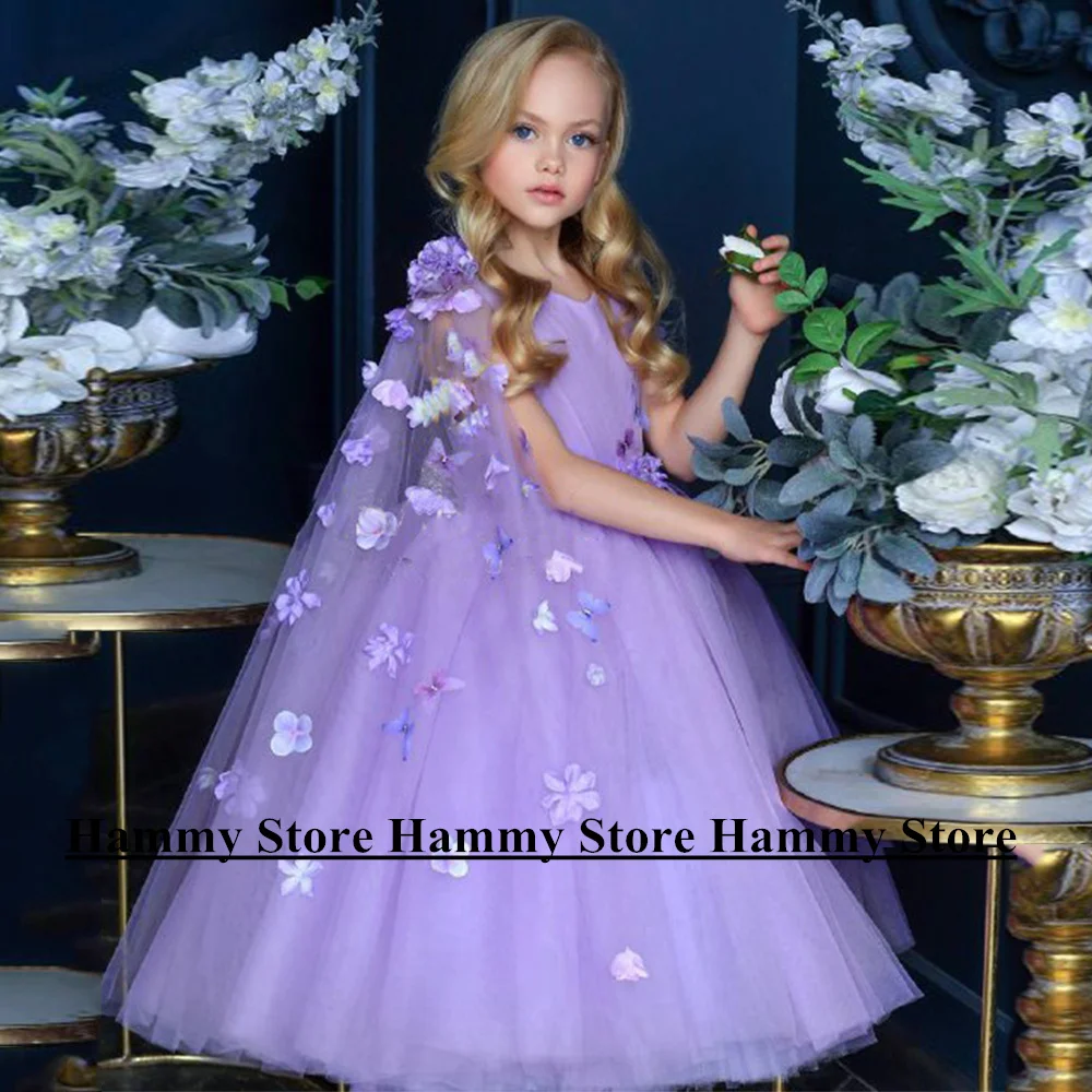 

Платье Yipeisha для девочек с лавандовым цветком, платье с бабочками и 3D цветами, красивые платья для девочек, длинное платье для первого причастия на день рождения