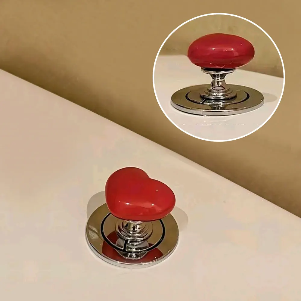 Handle Toilet Press Button Heart Shaped Press Tank Push Switch Toilet Bathing Room Decor Water Flush Button Home Tools
