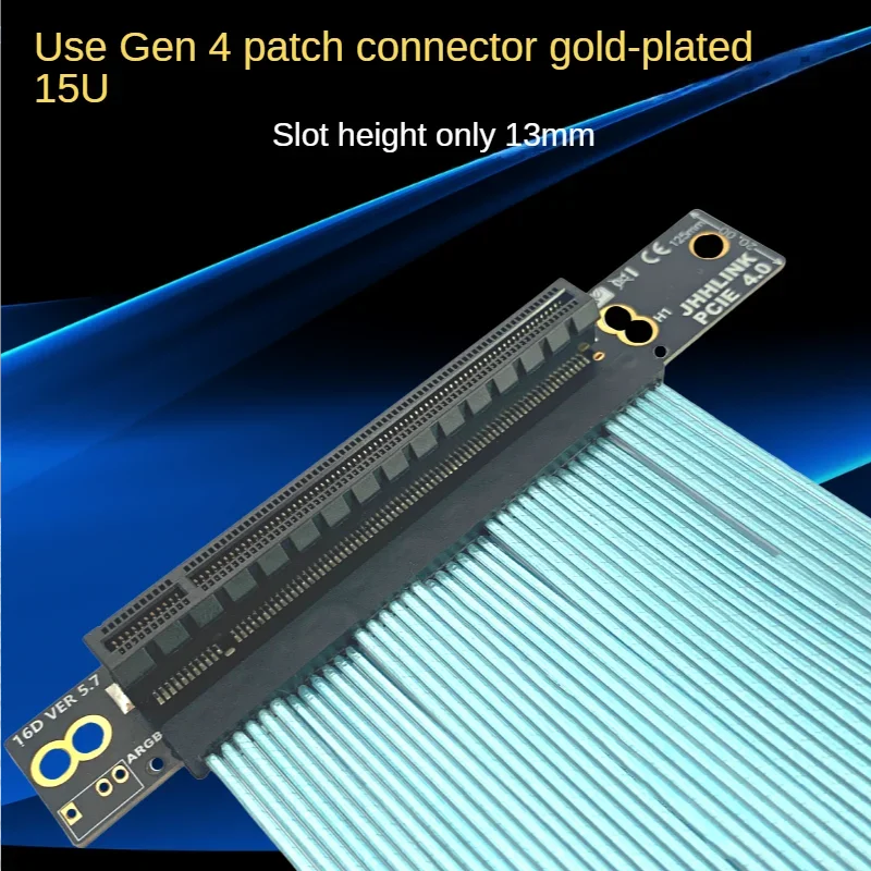 Cabo de Extensão para Placa Gráfica Cabo Pci Express Riser Extensor Blindado Prateado Nzxt h1 v1 Case Pcie 4.0 X16 270 Graus Novo - Imagem 5