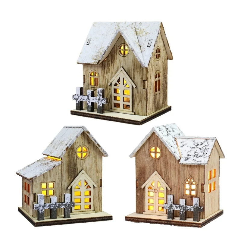 

Christmas Tabletop Decorations House Figurine Ornaments with Lights Decor