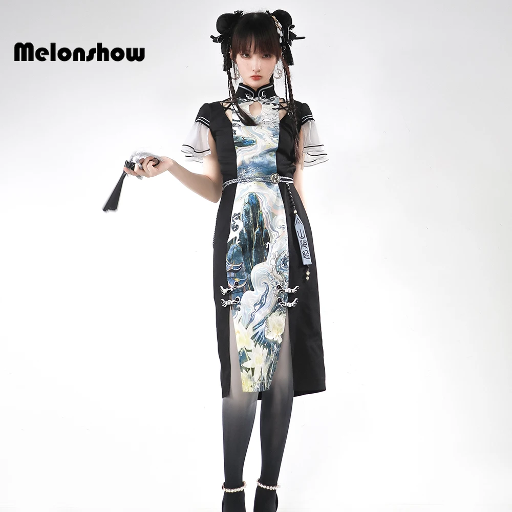 

Melonshow Chinese Style Lolita Dress Classic Lolita Op Cheongsam Victorian Dresses Women Clothing Gothic Dress Girl Customizable