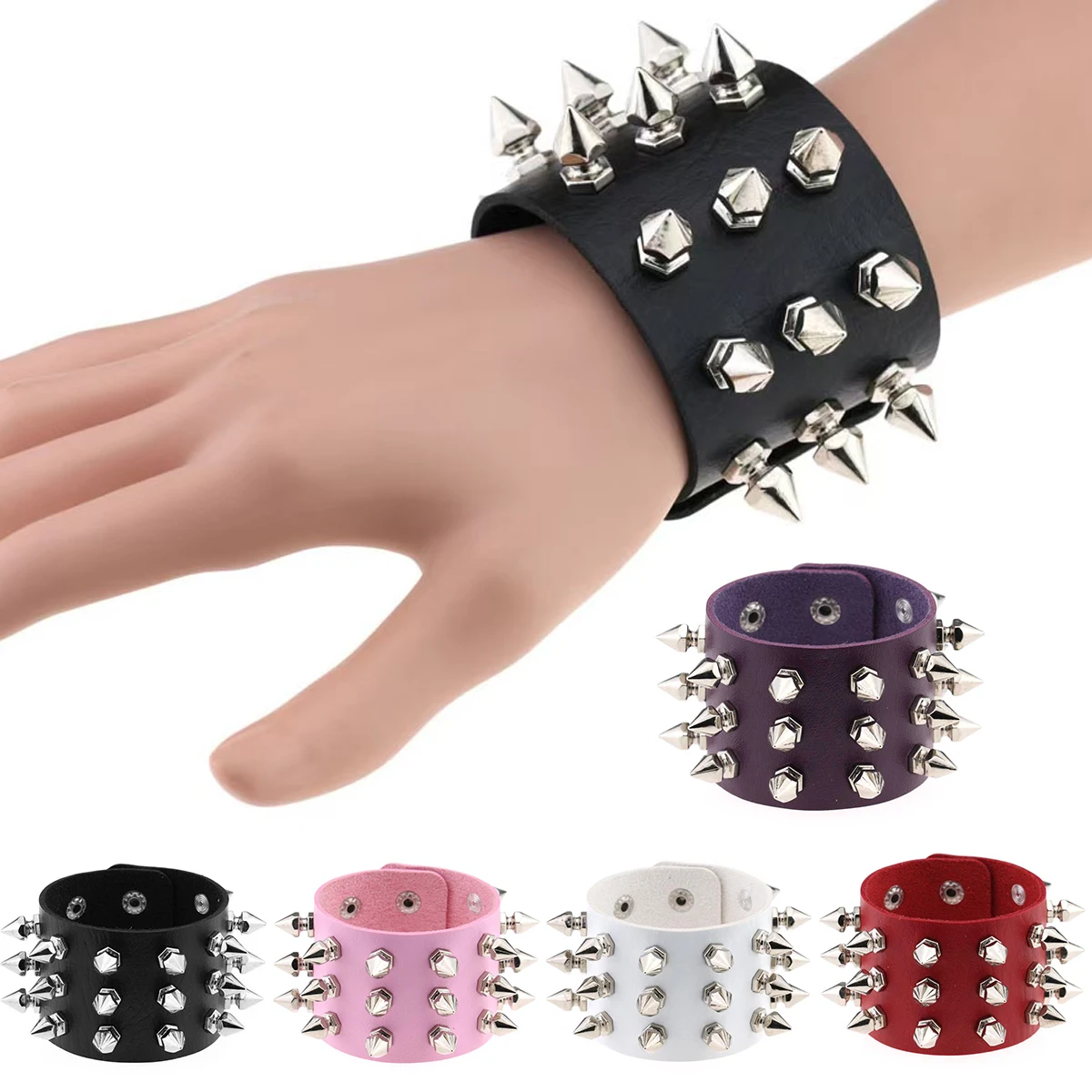 Punk Rock Rivet Bracelet - Gothic Fashion for Men  Women Valentines Day  Halloween Gift