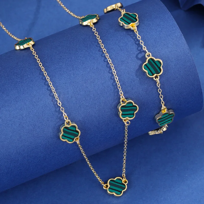 

classic five-leaf flower Bracelet+necklace Jewelry Sets For Women high quality shells Wedding Bridal Elegant Christmas set Gift