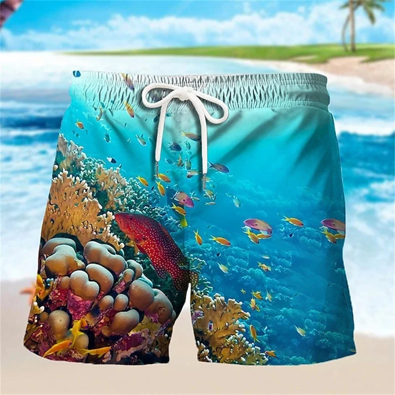 3D Printed Sea Turtle Board Shorts Men Women Marine Animal Pattern Beach Shorts Outdoor Fashion Casual Oversize Kids Swim Trunks 5