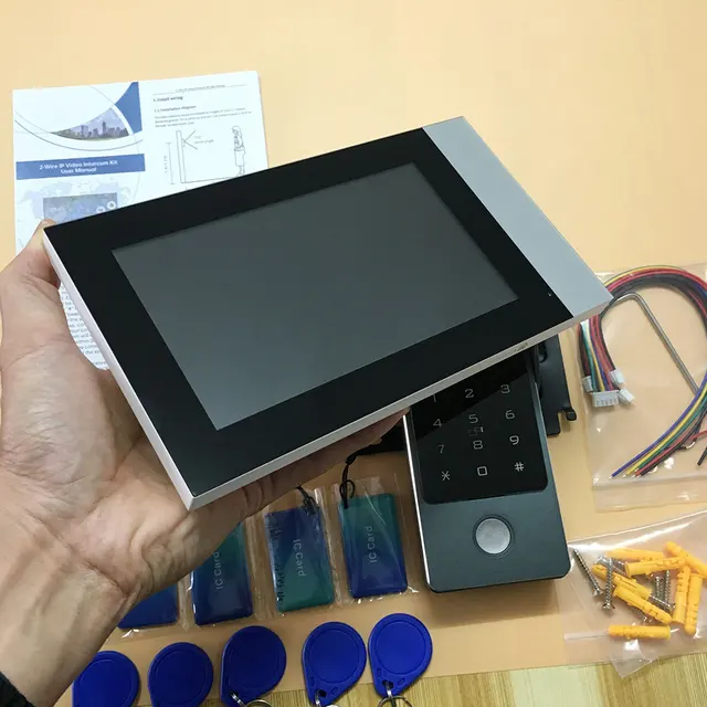 2 Wire Smart Tuya Wifi 1080P Video Intercom Video Door Phone 7'' Color Touch Screen with Password IC Card Unlock Security System 2
