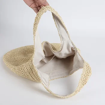 2023 Mode Rattan Frauen Umhängetaschen Wikcer gewebte weibliche Handtaschen große Kapazität Sommer Strand Stroh Taschen lässige Tasche Geldbörsen — изображение 6