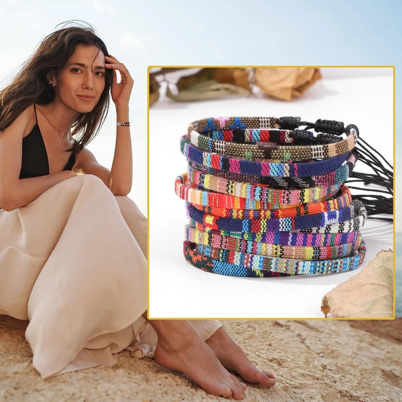 24 Braccialetti Da Spiaggia Colorati Per Donna E Uomo - Bracciali Surfista, Corda E Perline, Regolabili - Foto 11