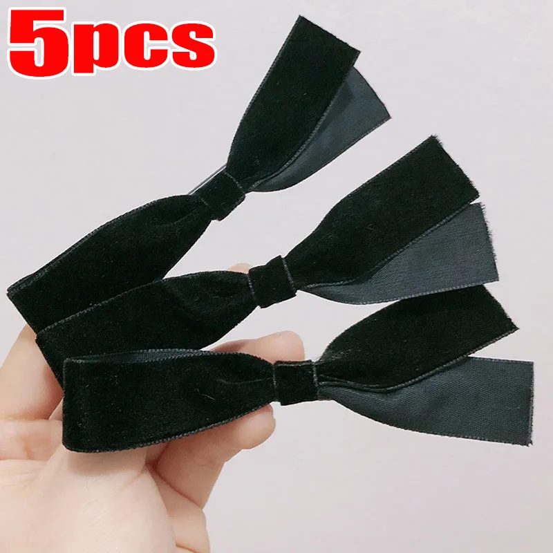 5/3/2/1Pcs New French Black Velvet Bow Hair Clip Retro Barrettes Women Bobby Pin Ribbon Bowknot Hairside Headwear Accessori