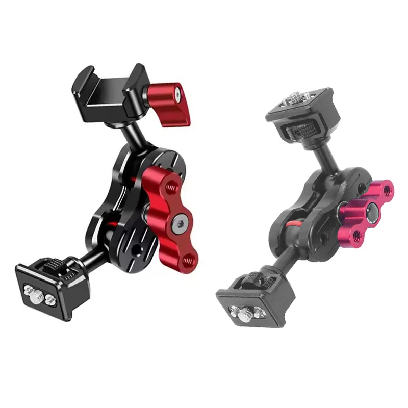 FEICHAO Dual Head Magic Arm with 20mm Ballhead NATO Clamp Cold Shoe Mount 1/4 Screw for DSLR Camera Cage Mic Fill Light Monitor
