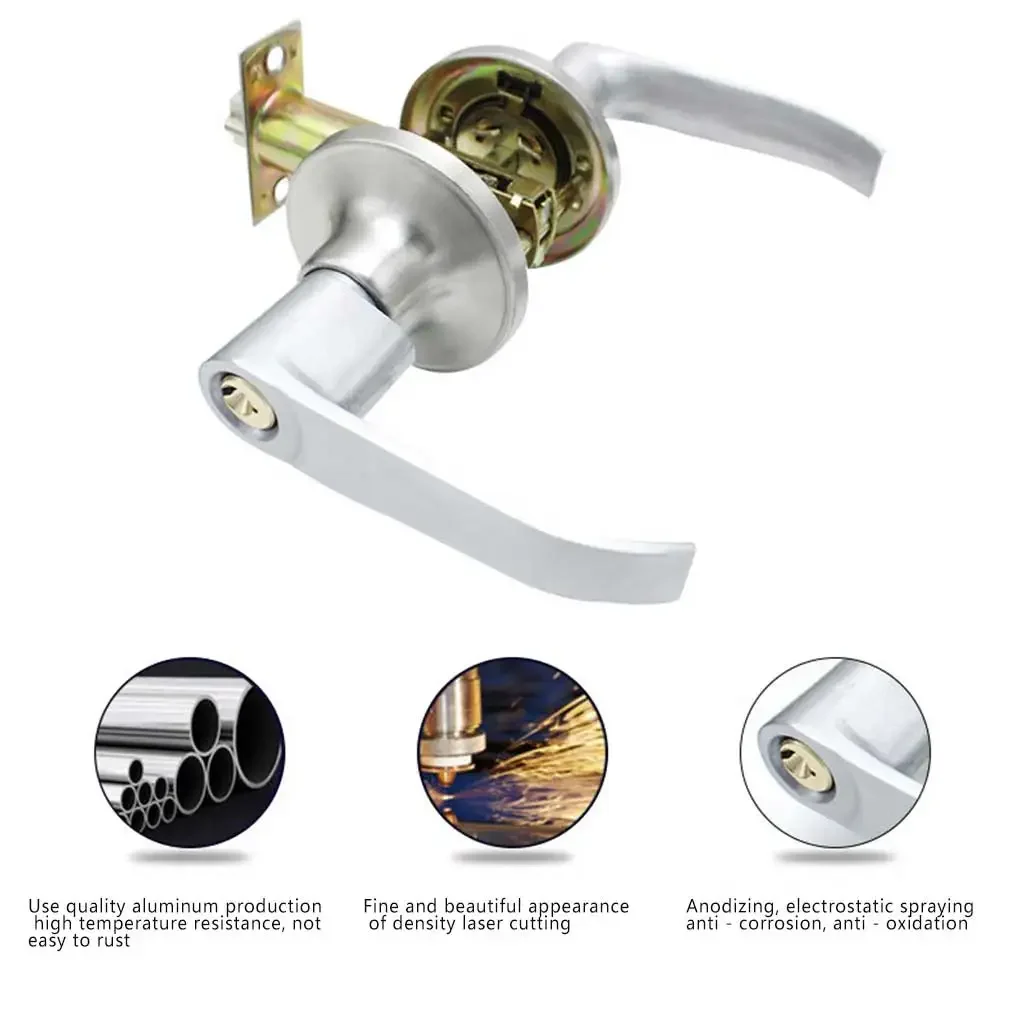 Door Handle Lock Round Entry Security Privacy Sliding Front Entrance Bedroom Living Room Household