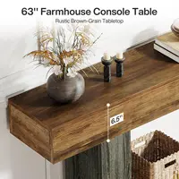 Tribesigns Table console de 63 pouces, table d'entrée à 2 niveaux avec base en forme de U, table de canapé longue et étroite en bois derrière la table de canapé 5
