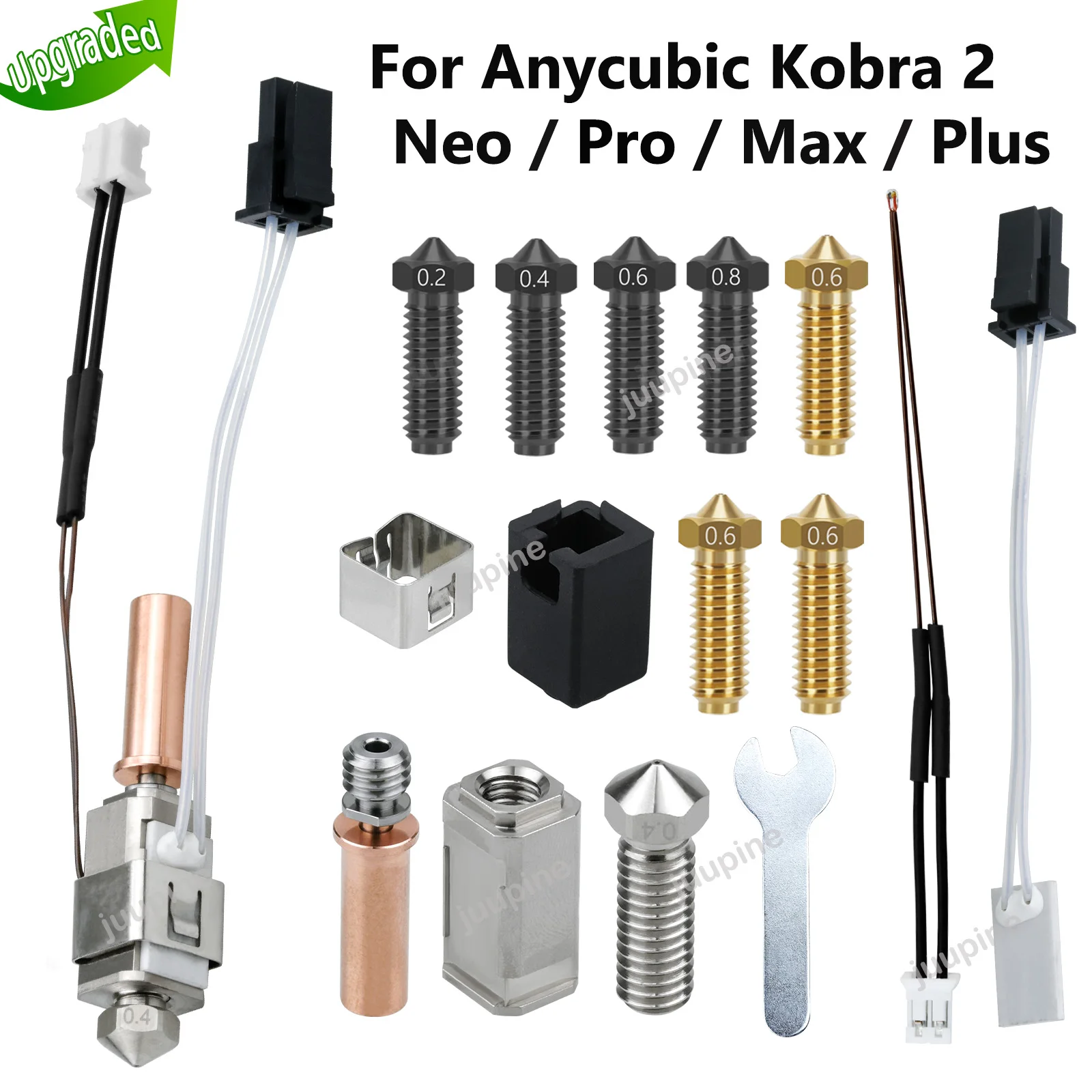 3D Printer Hotend 2-Pack Ceramic Hotend Kit For Anycubic Kobra S1 & ACE Pro - 0.4mm Hardened Steel Nozzle, Heater & Thermistor Included Ceramic Hotend Replacement Kit - View #9