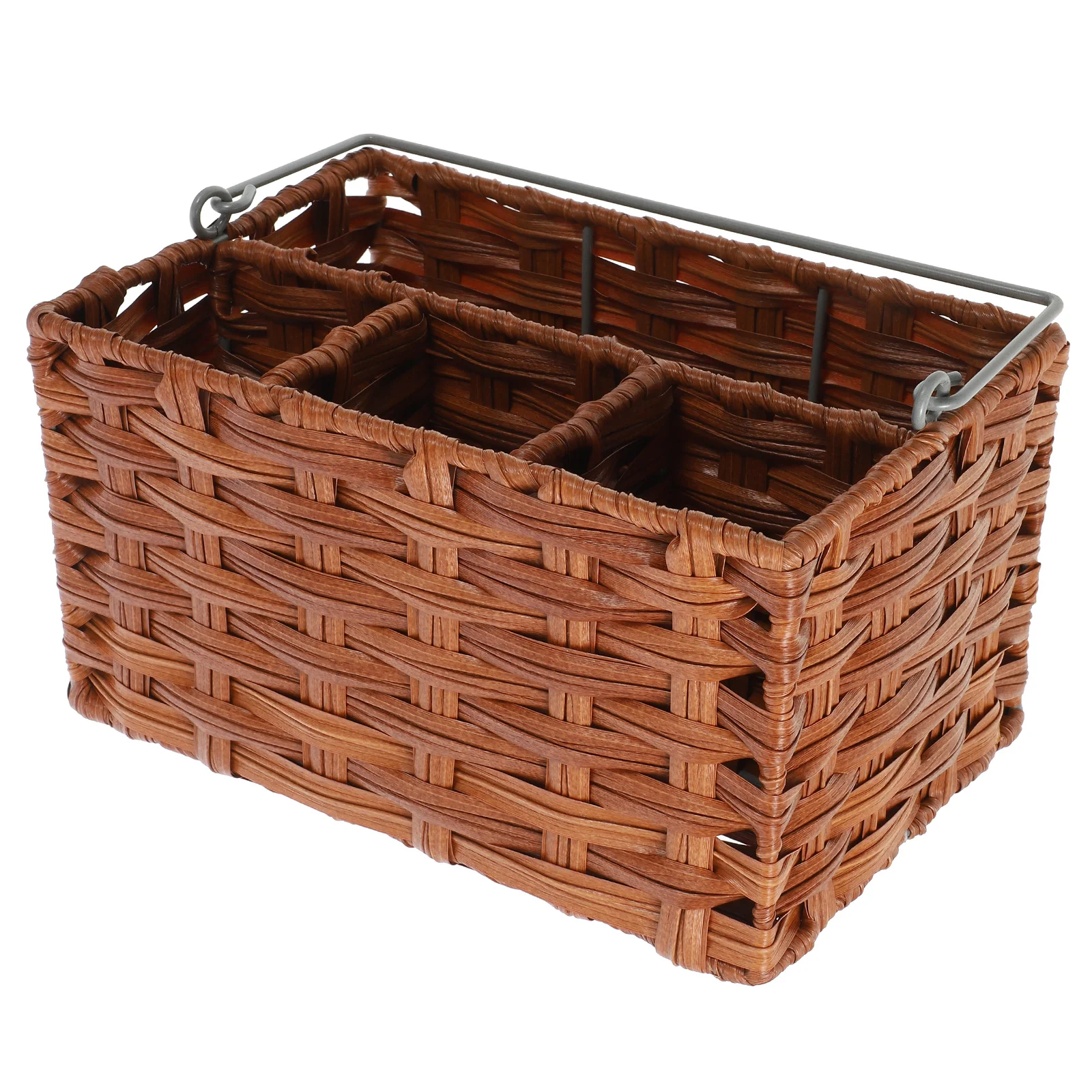 

Storage Box Cutlery Basket Dinnerware Tea Bag Holder Countertop Flatware Plastic Iron Silverware Organizer